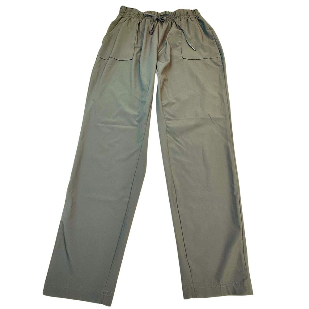 Apana Green Activewear Pants Patch Pockets Elastic Waist Sporty Wrinkle Free - Picture 3 of 16